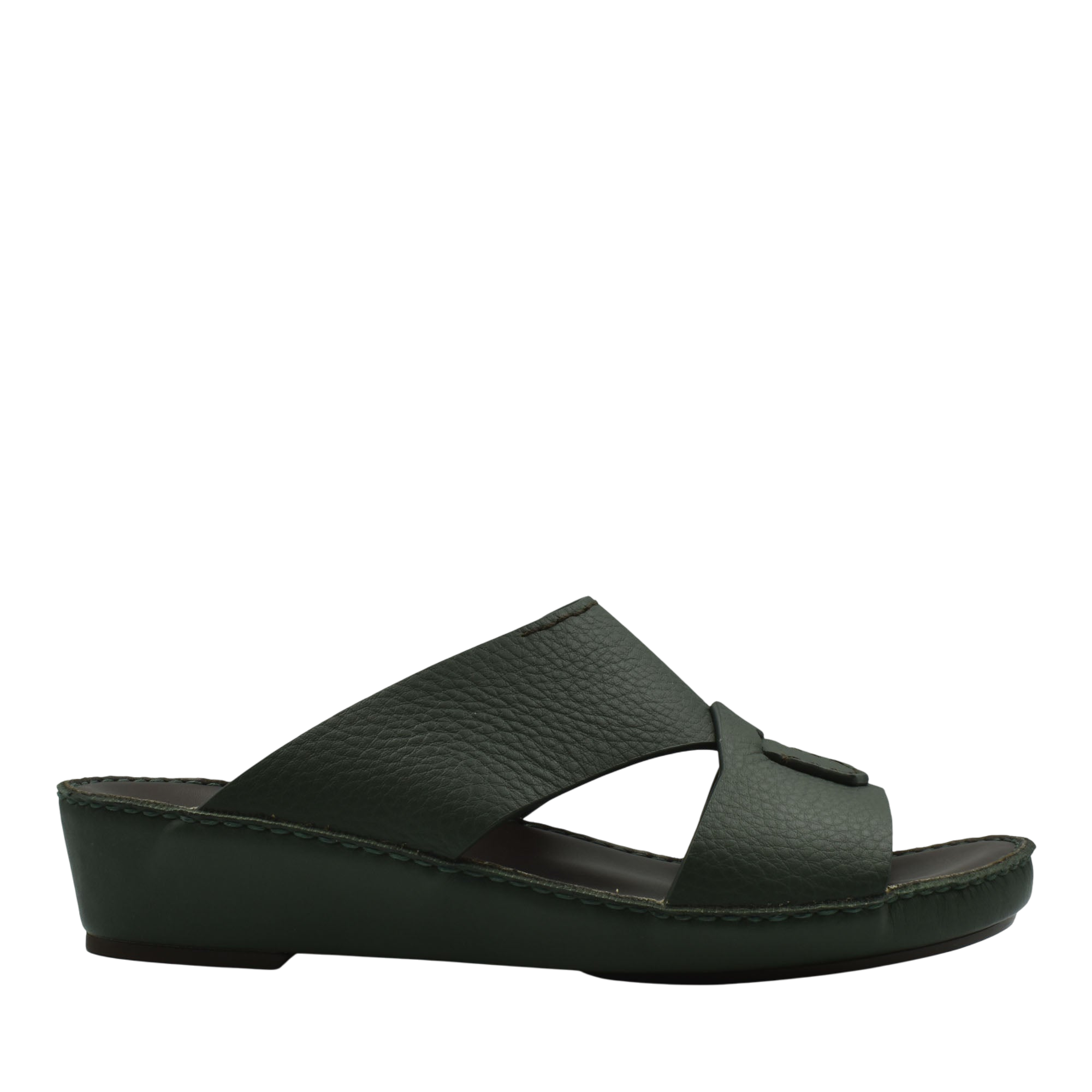 Black leather Piega Nuovo sandals with open toe and cushioned wedge sole for comfortable wear