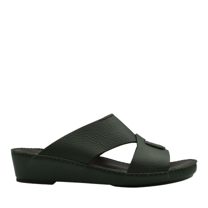 Black leather Piega Nuovo sandals with open toe and cushioned wedge sole for comfortable wear