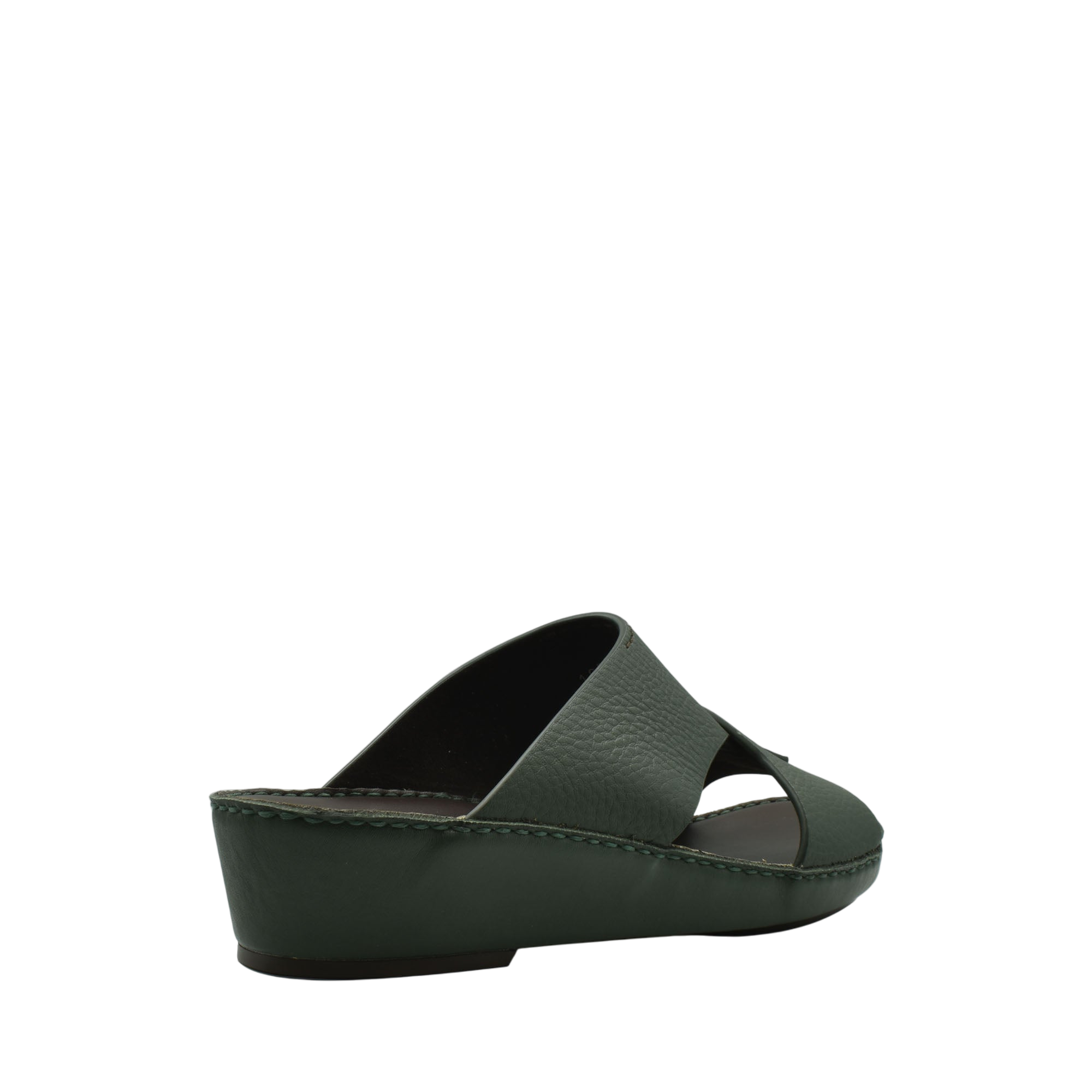 Green leather Piega Nuovo sandals with wedge heel and crisscross straps for comfort