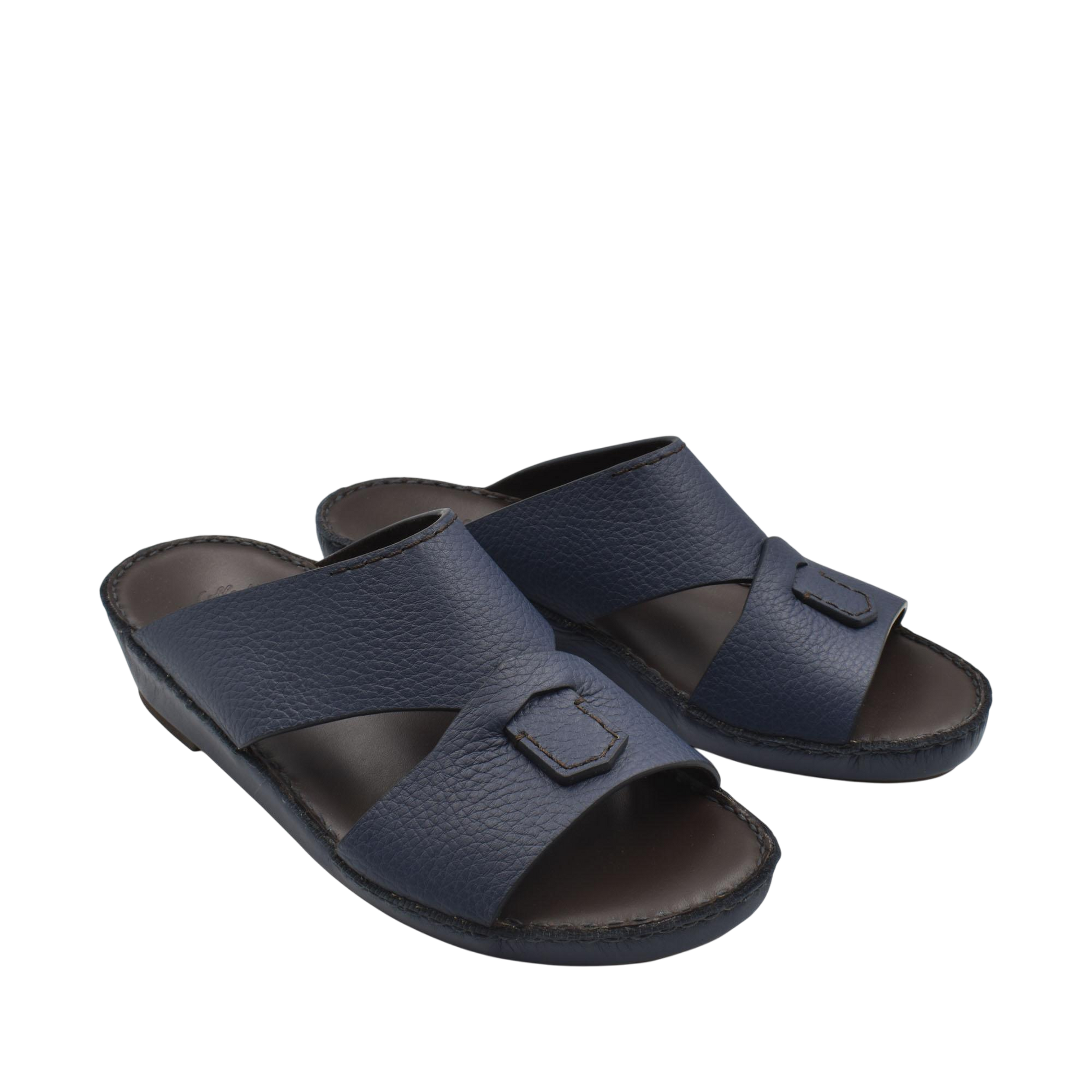 Blue leather Piega Nuovo sandals with wide straps and cushioned sole for comfortable wear