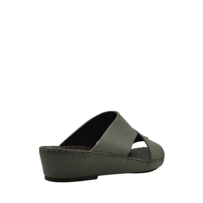 Grey leather Piega Nuovo sandals with wide straps and cushioned sole from Private collection