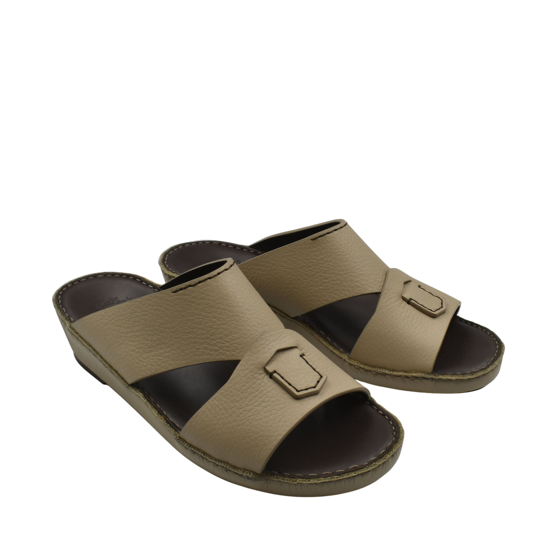 Beige Piega Nuovo sandals with crisscross leather straps and low wedge sole for casual wear