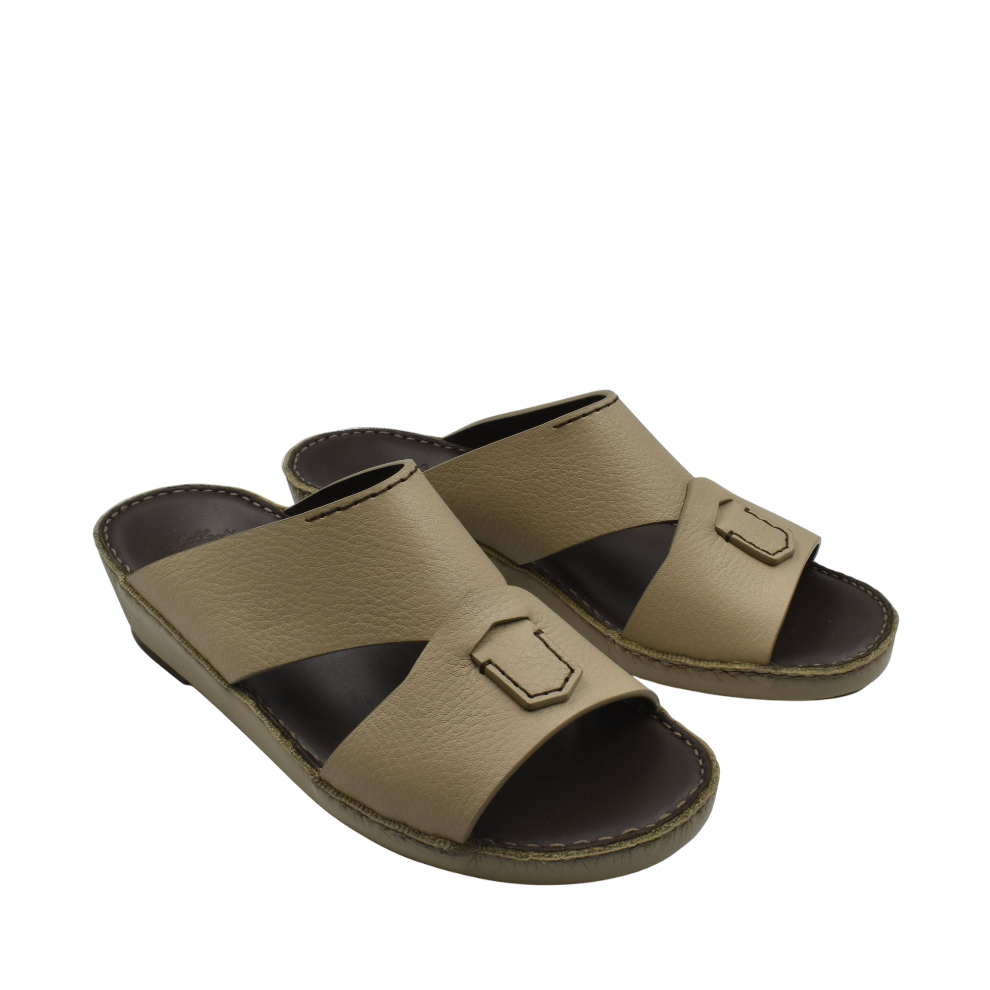 Beige Piega Nuovo sandals with crisscross leather straps and low wedge sole for casual wear