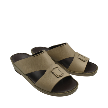 Beige Piega Nuovo sandals with crisscross leather straps and low wedge sole for casual wear