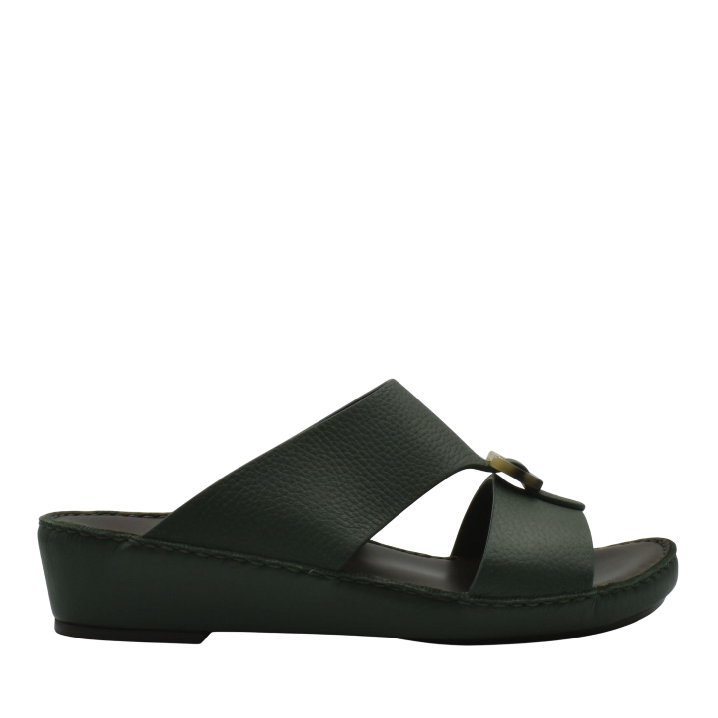 Black slip-on sandal from premium Deercalf footwear with a cushioned sole and open toe design