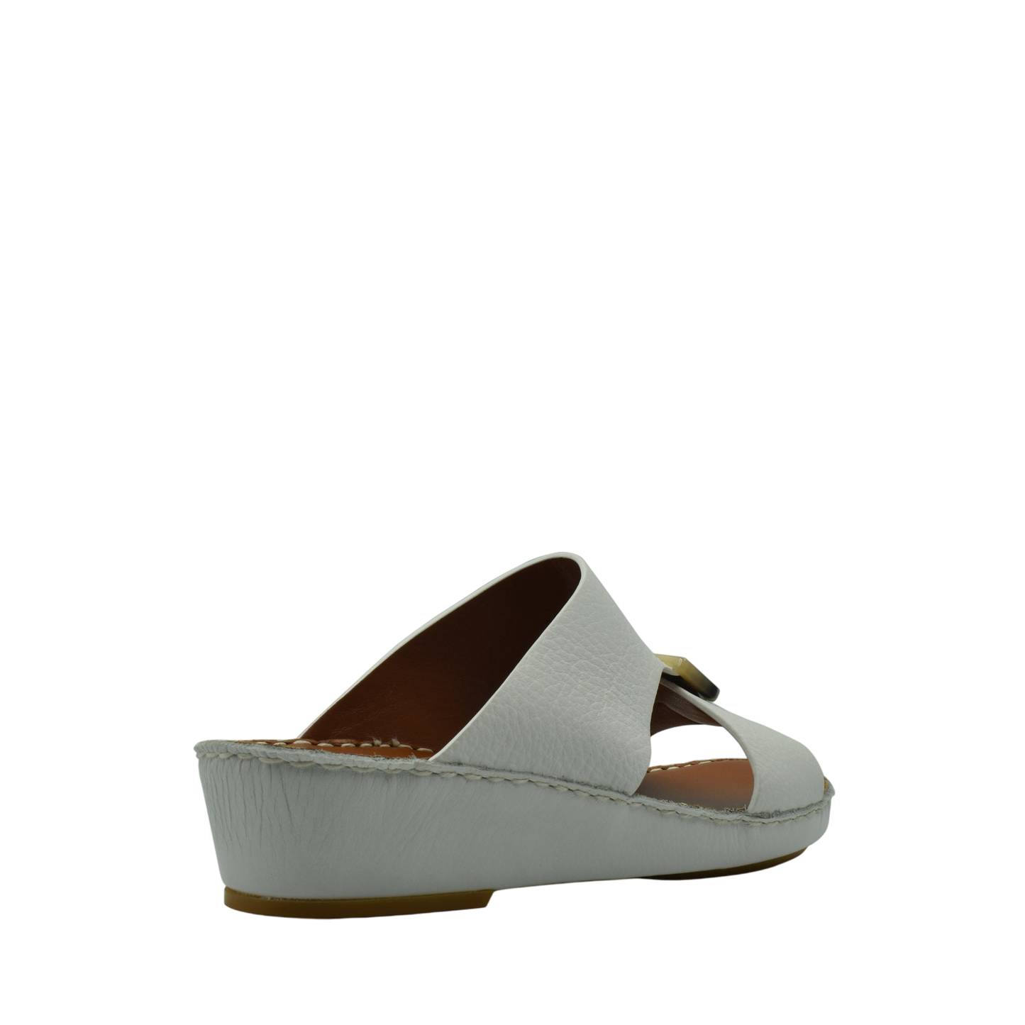 White open-toe wedge sandal from private collection featuring premium Deercalf footwear leather