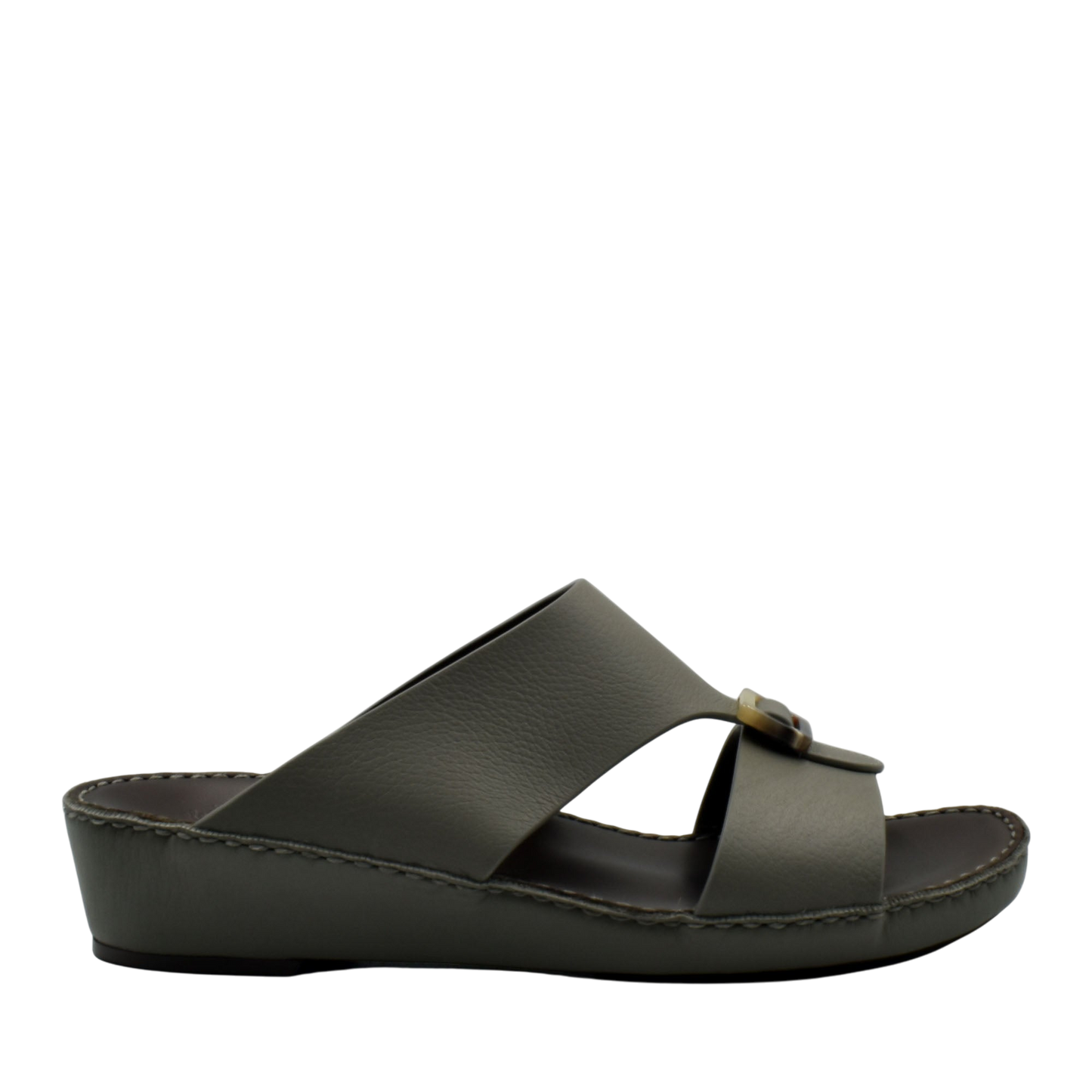 Brown slide sandal from private collection made with premium Deercalf footwear leather upper