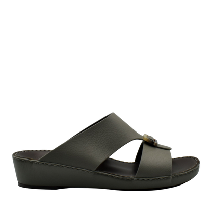 Brown slide sandal from private collection made with premium Deercalf footwear leather upper