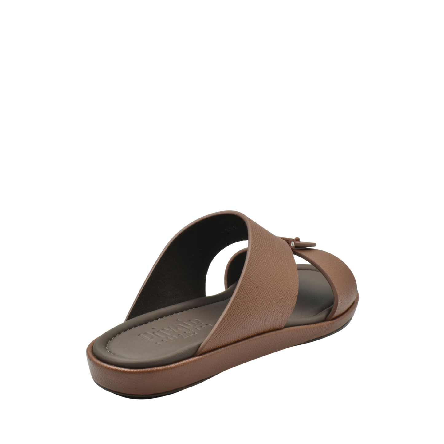 Brown premium leather sandal with open toe and adjustable strap from Private Collection