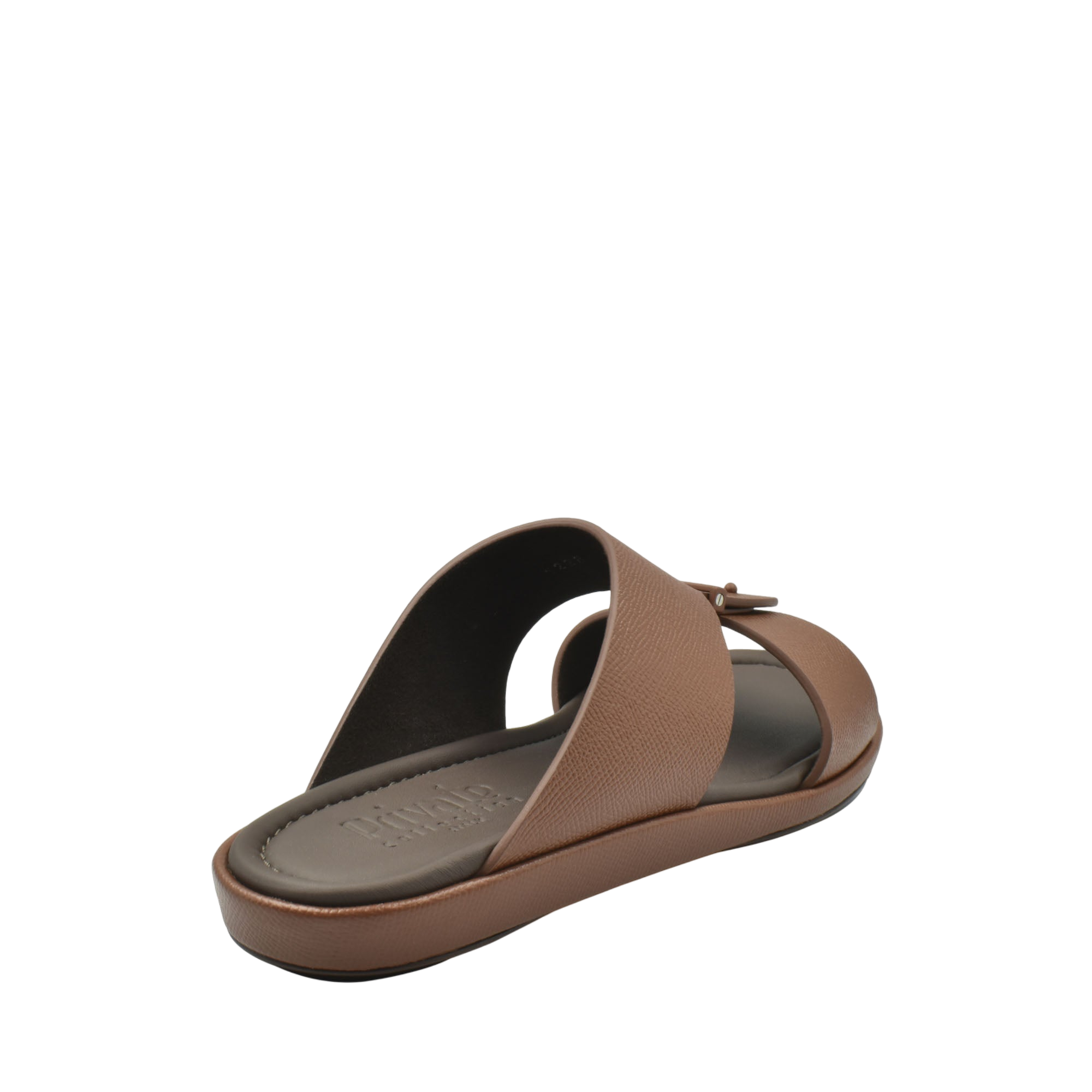 Brown premium leather sandal with open toe and adjustable strap from Private Collection