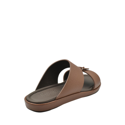 Brown premium leather sandal with open toe and adjustable strap from Private Collection