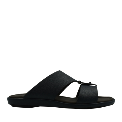 Black premium leather sandal with wide straps and adjustable buckle for comfortable wear
