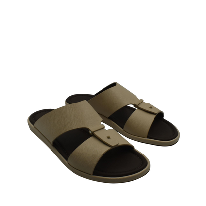 Beige premium leather sandal with open toe and adjustable strap for comfortable wear