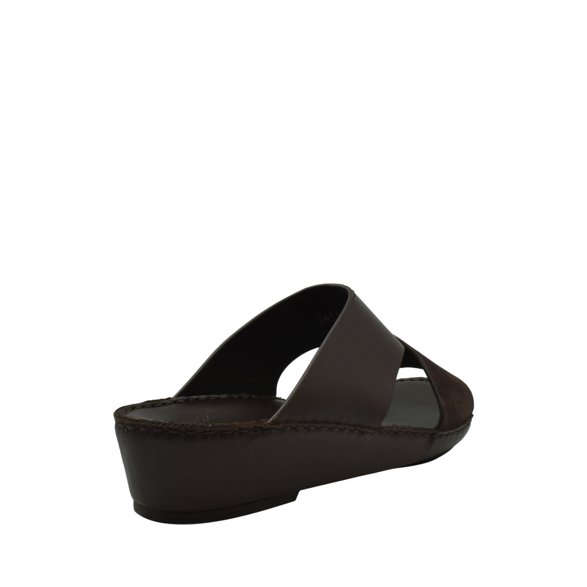 Brown premium Nappa leather shoes slide sandal with cushioned sole from Private collection
