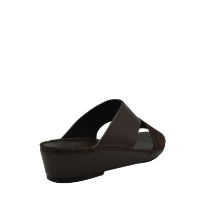 Brown premium Nappa leather shoes slide sandal with cushioned sole from Private collection