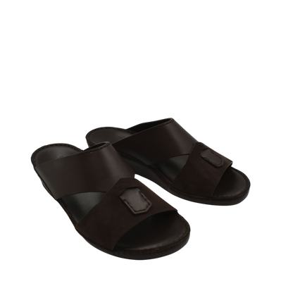 Black premium Nappa leather shoes slip-on sandals with soft cushioned sole from Private collection