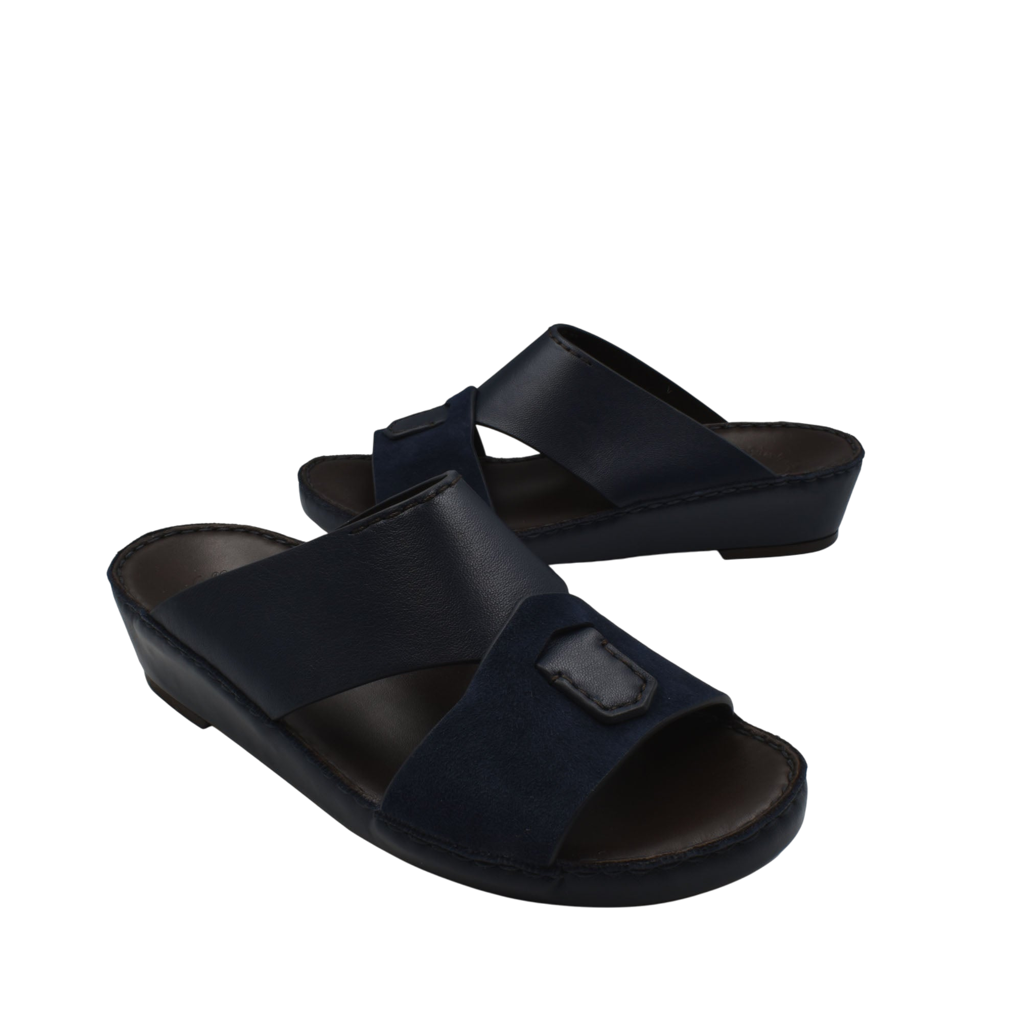 Black slip-on premium Nappa leather shoes with cushioned sole and adjustable strap