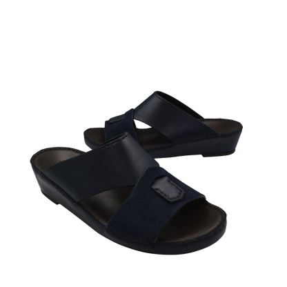 Black slip-on premium Nappa leather shoes with cushioned sole and adjustable strap