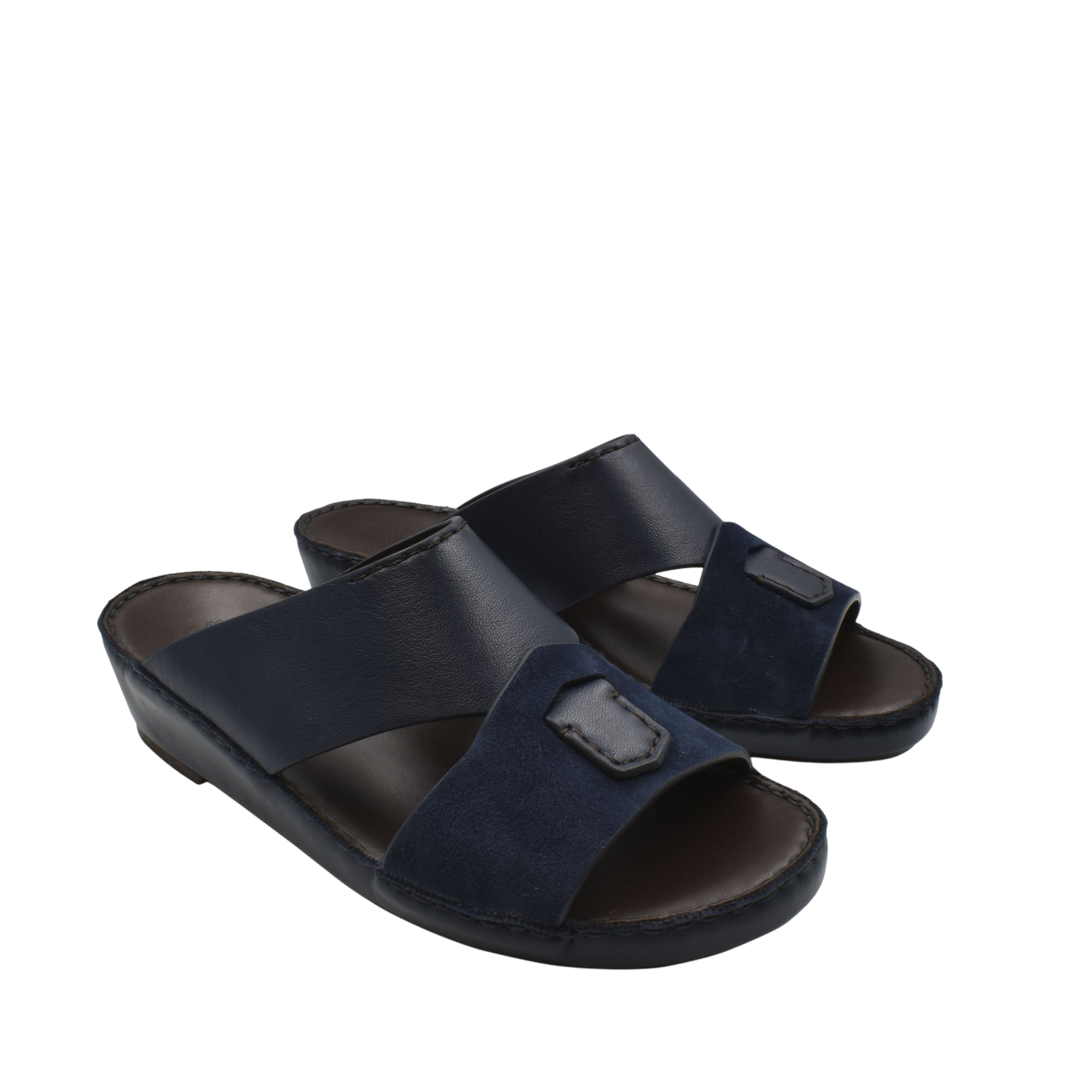 Navy blue slides from Private collection made with premium Nappa leather shoes in open toe design