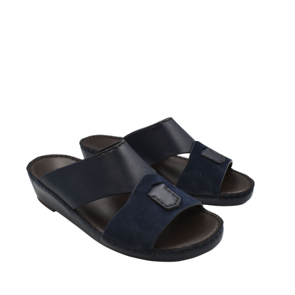 Navy blue slides from Private collection made with premium Nappa leather shoes in open toe design