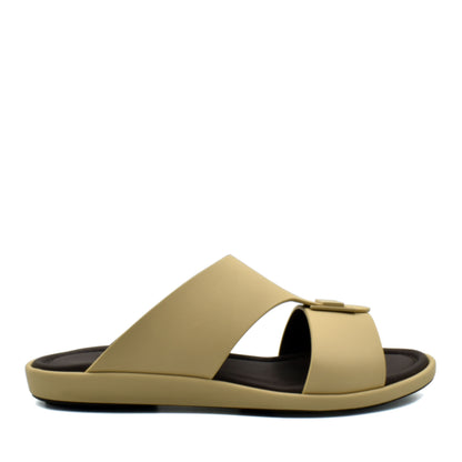 Beige slip-on sandal from private collection prestige casual footwear with cushioned sole