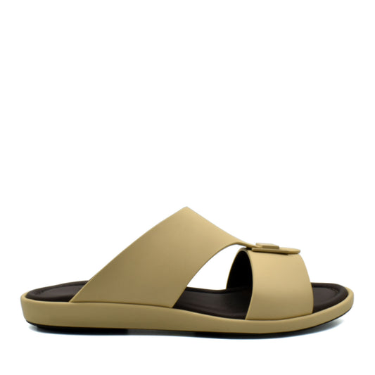 Beige slip-on sandal from private collection prestige casual footwear with cushioned sole