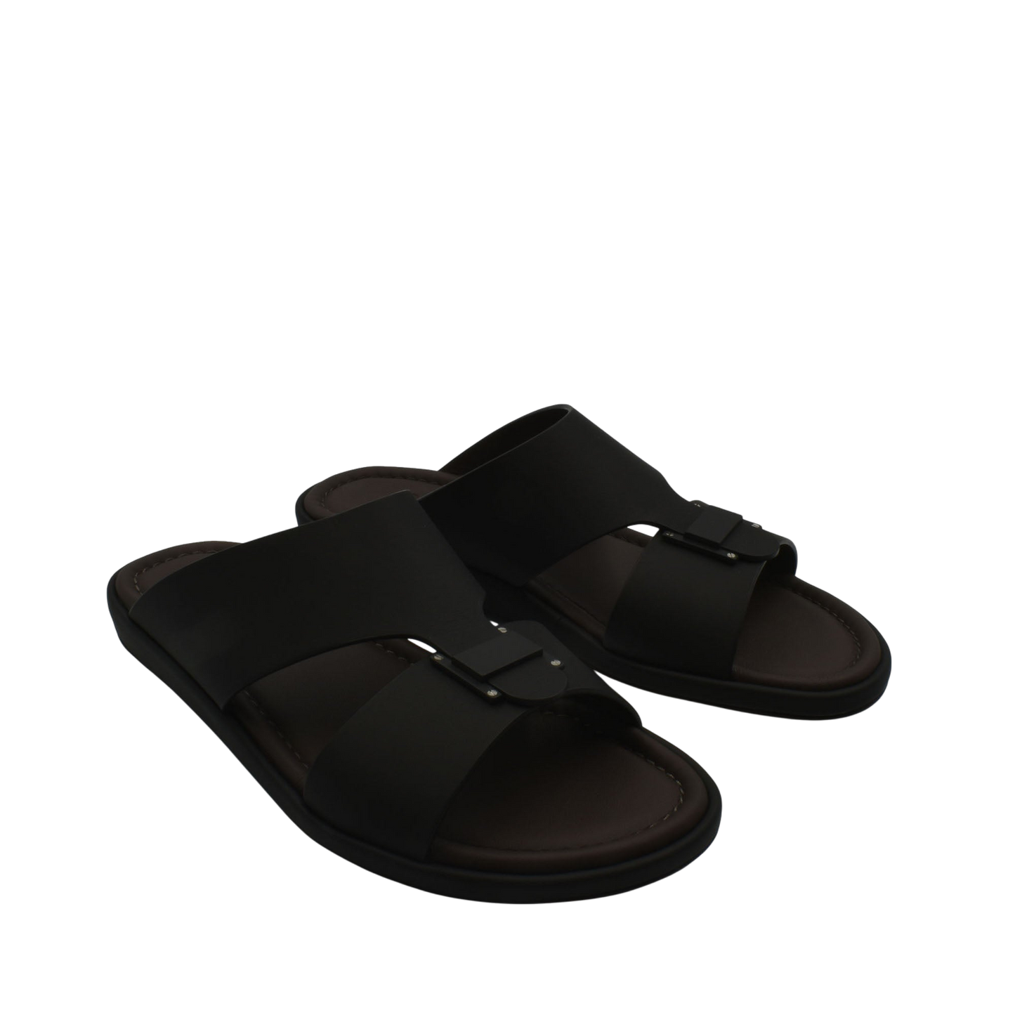 Black slip-on sandals from Private Collection, stylish prestige casual footwear for everyday wear