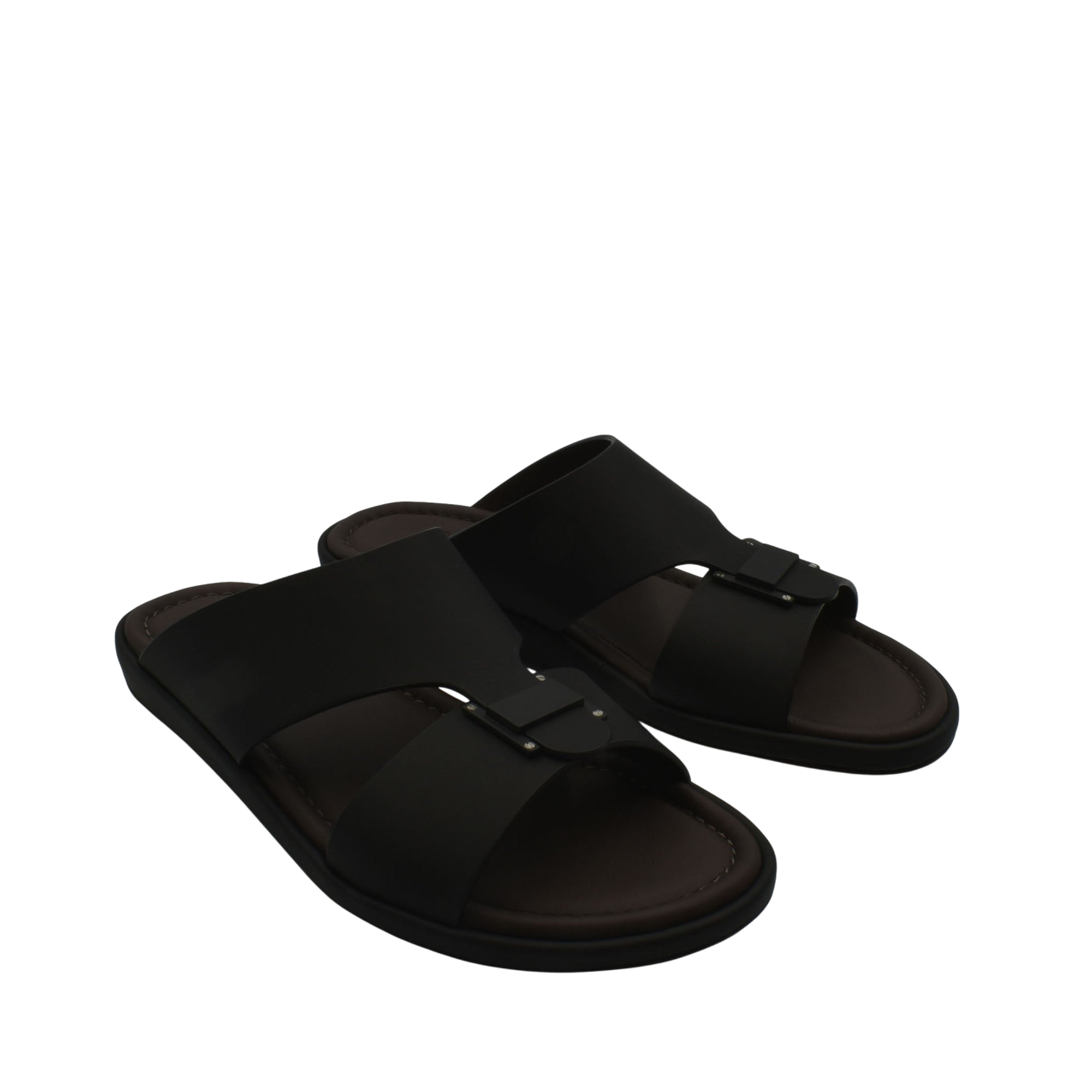 Black slip-on sandals from Private Collection, stylish prestige casual footwear for everyday wear