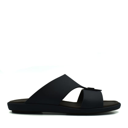 Black slide sandal from private collection prestige casual footwear with wide straps and cushioned sole