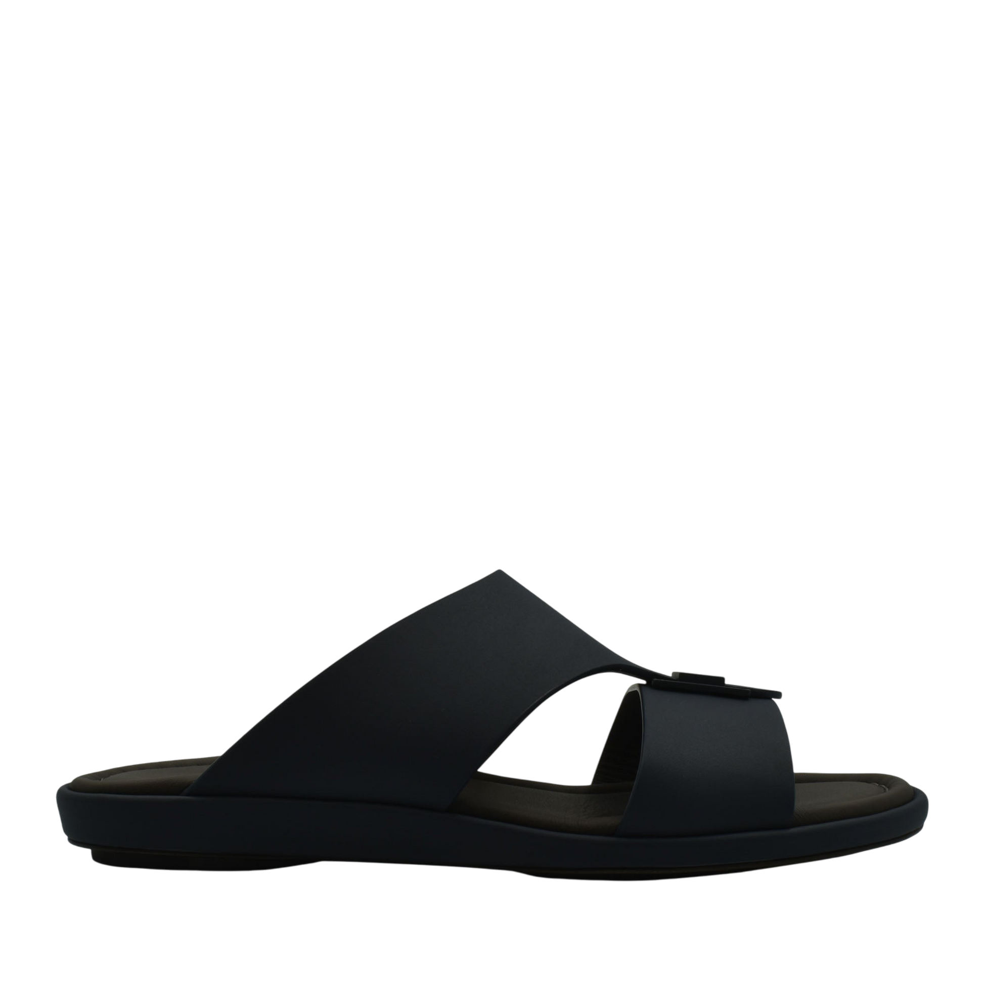 Black slide sandal from private collection prestige casual footwear with wide straps and cushioned sole