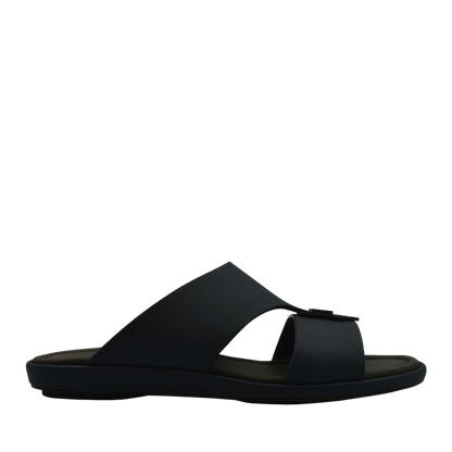 Black slide sandal from private collection prestige casual footwear with wide straps and cushioned sole
