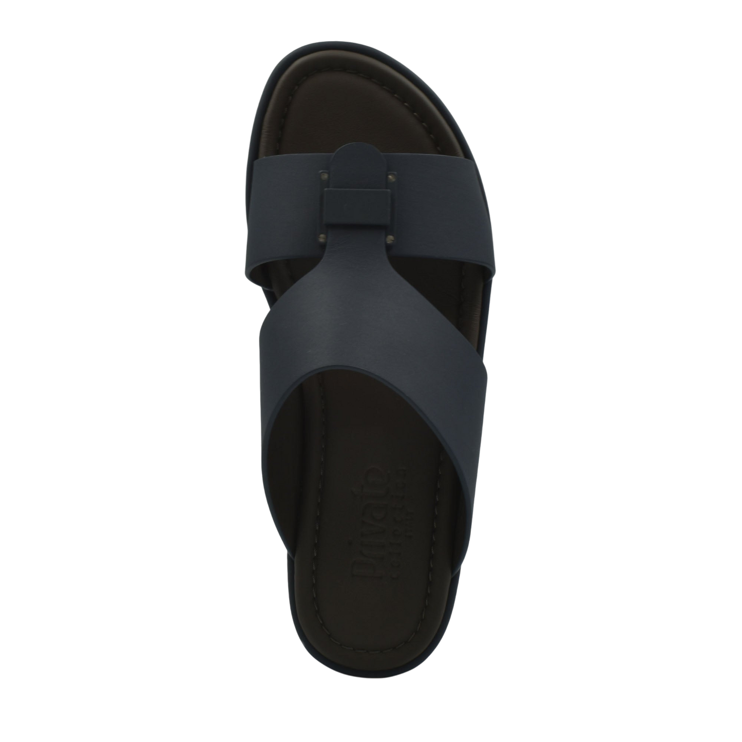 Black slide sandal from Private Collection prestige casual footwear with cross strap design