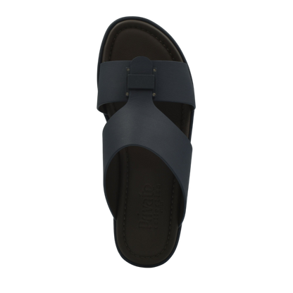 Black slide sandal from Private Collection prestige casual footwear with cross strap design