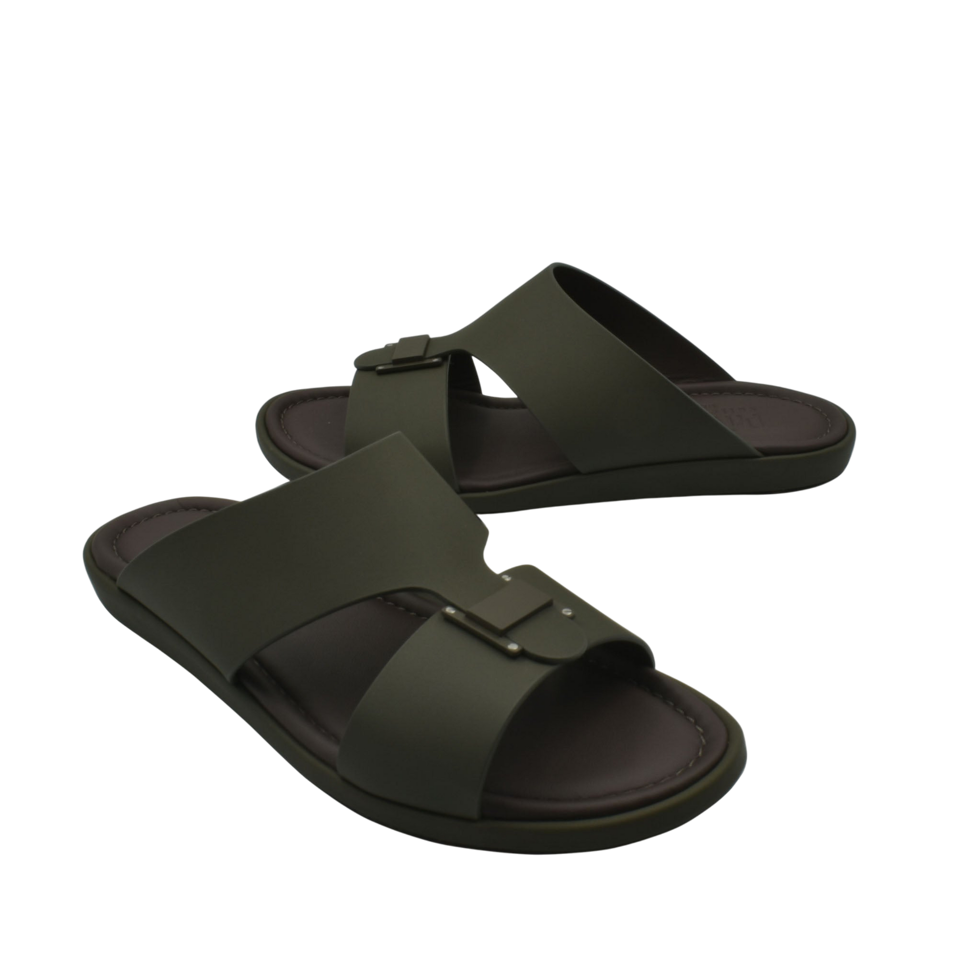 Black slip-on sandals with adjustable straps for prestige casual footwear from Private Collection