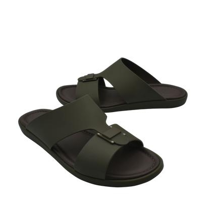 Black slip-on sandals with adjustable straps for prestige casual footwear from Private Collection