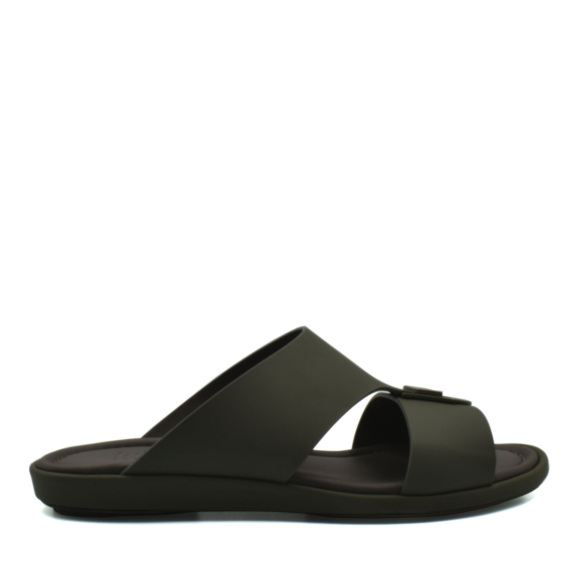 Black slip-on sandal from Private Collection designed as prestige casual footwear with comfortable sole