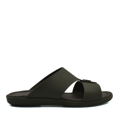 Black slip-on sandal from Private Collection designed as prestige casual footwear with comfortable sole