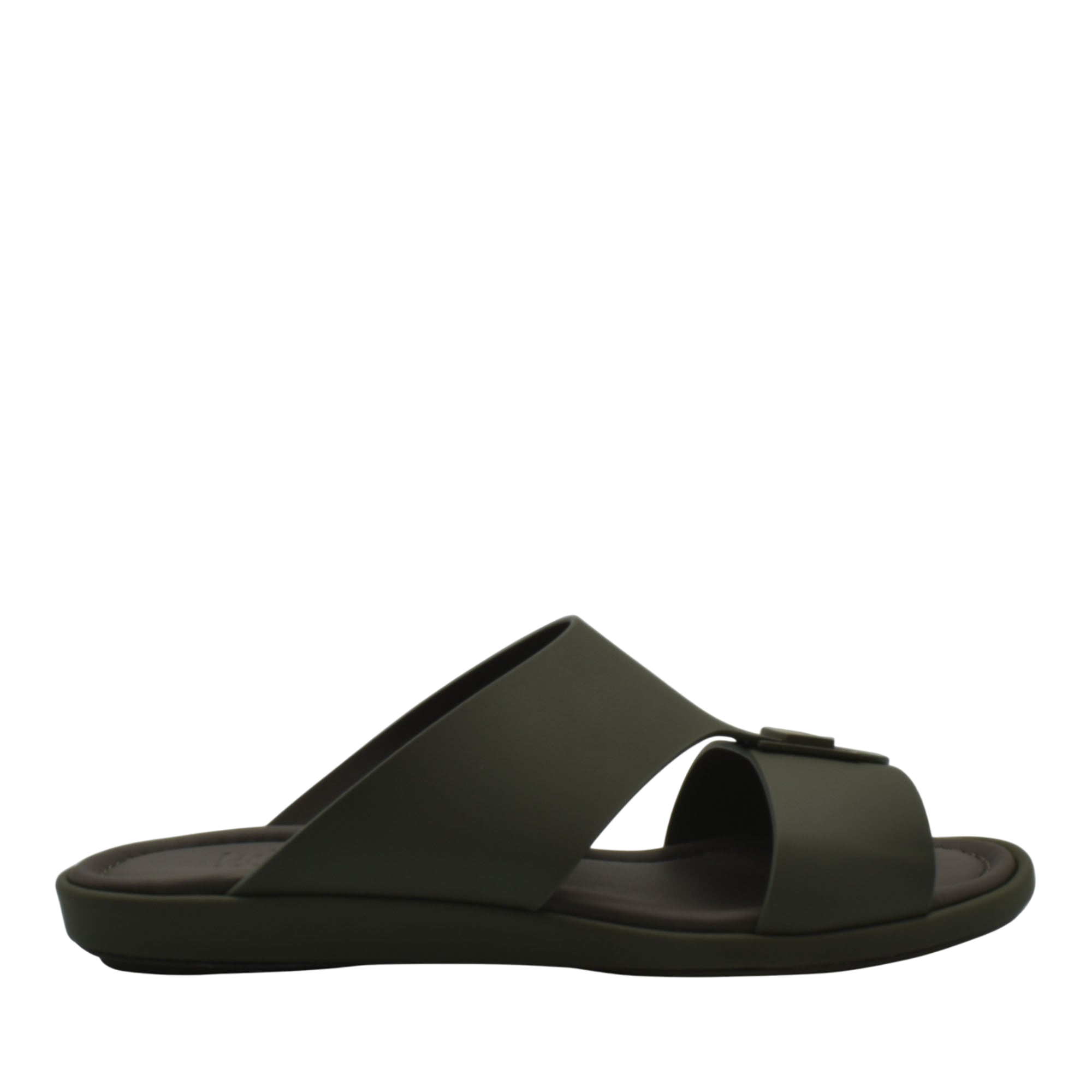 Black slip-on sandal from Private Collection designed as prestige casual footwear with comfortable sole