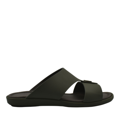 Black slip-on sandal from Private Collection designed as prestige casual footwear with comfortable sole