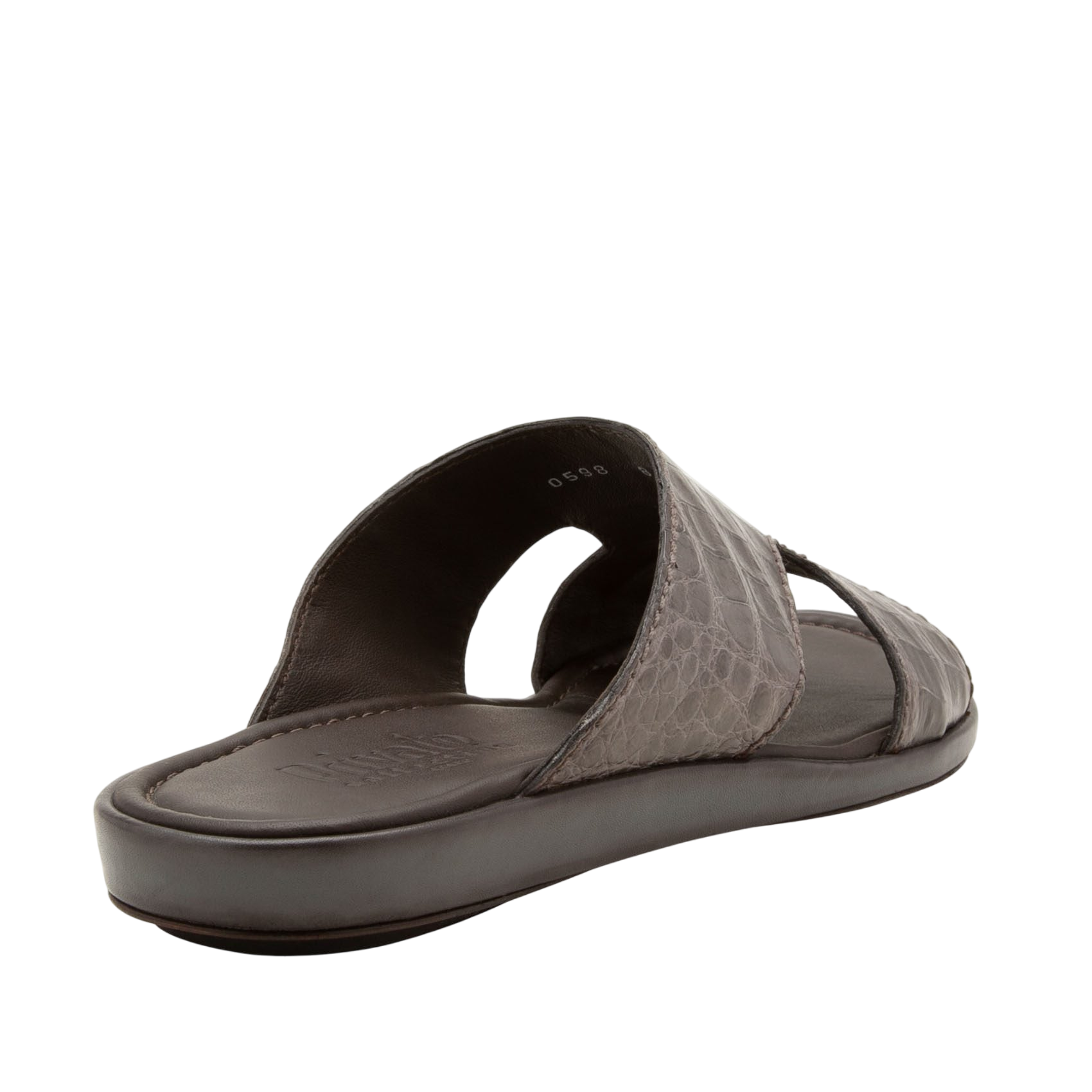 Brown leather prestige croco sandals with crocodile texture and open toe design