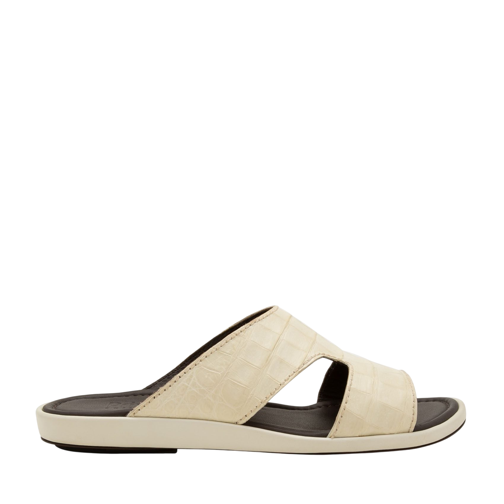 Private collection beige prestige croco sandals with open toe and textured upper design