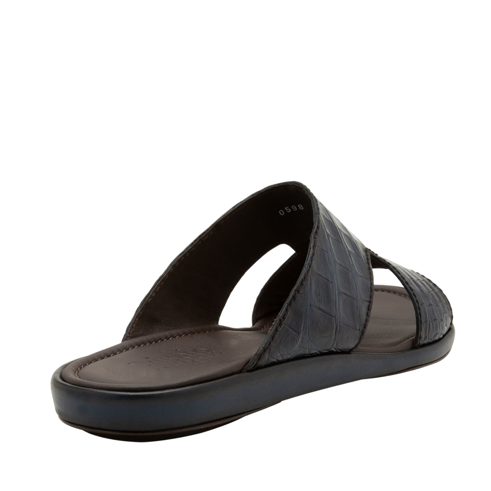 Black prestige croco sandals with textured leather straps and cushioned sole for men