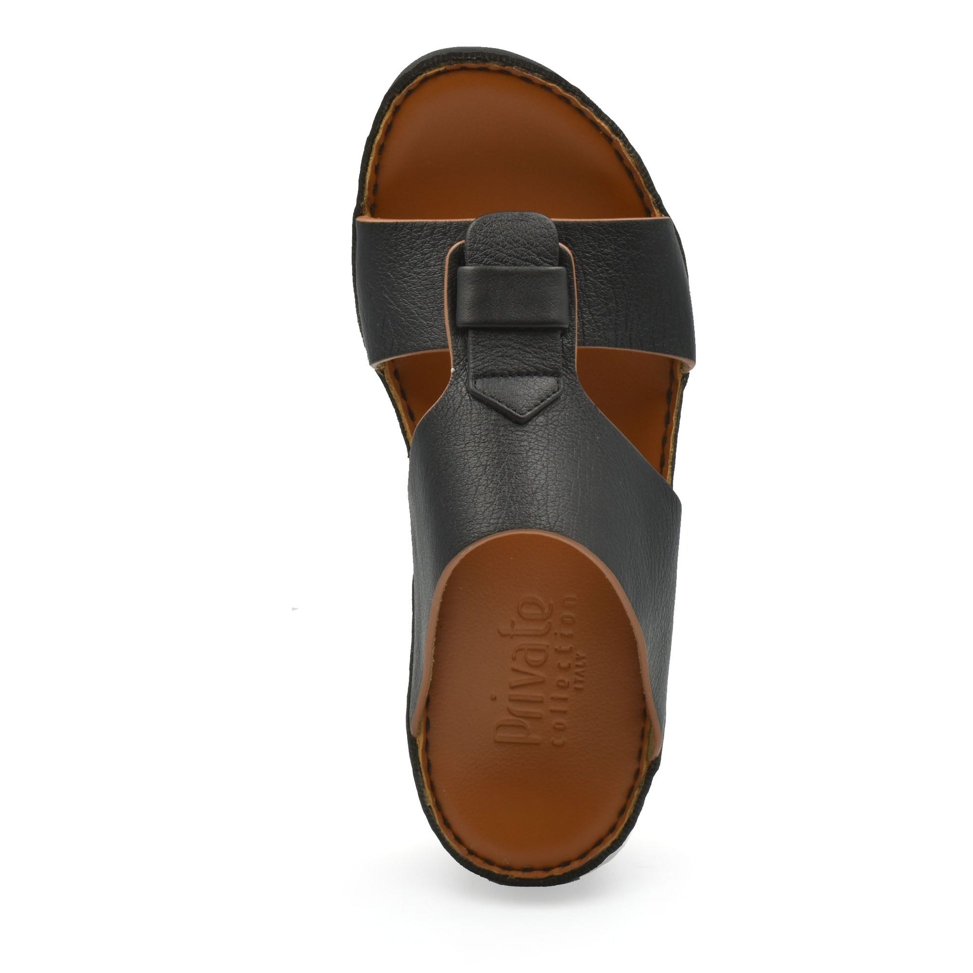 Black granulato leather footwear sandal with brown insole from Private Collection