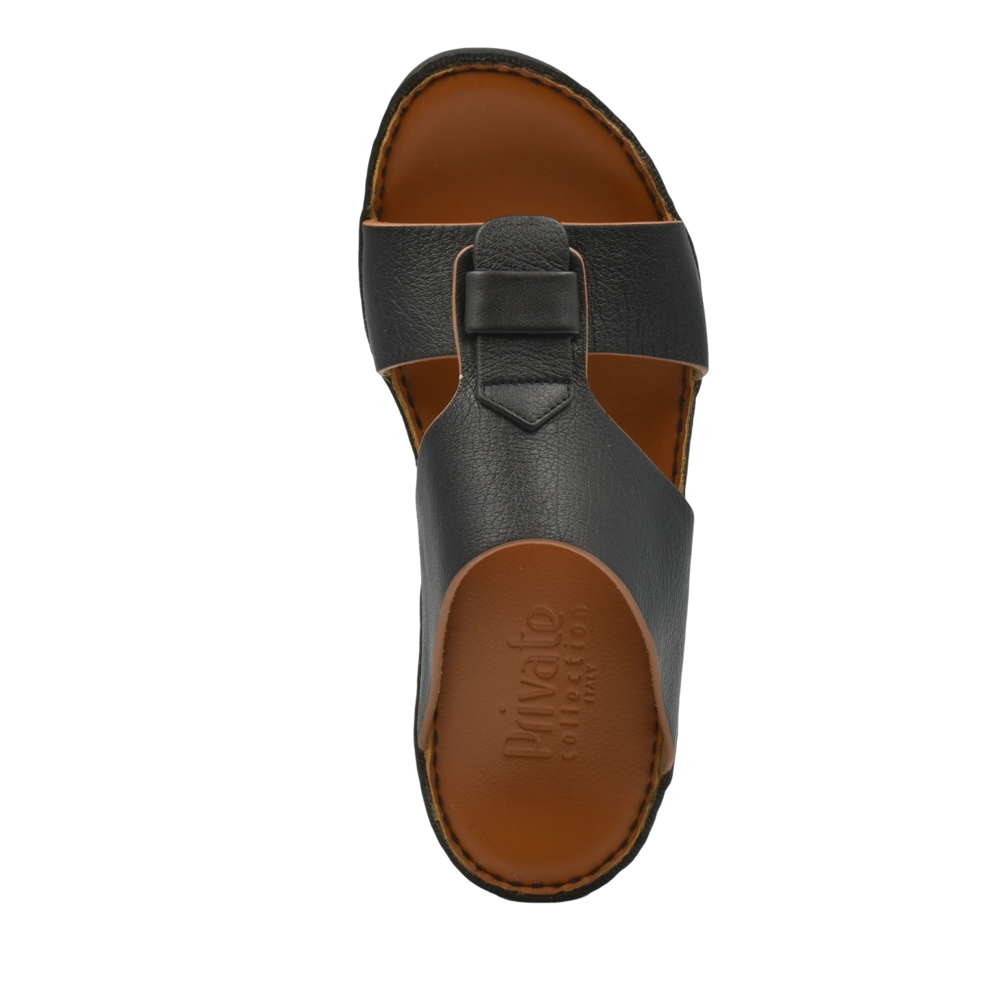 Black granulato leather footwear sandal with brown insole from Private Collection