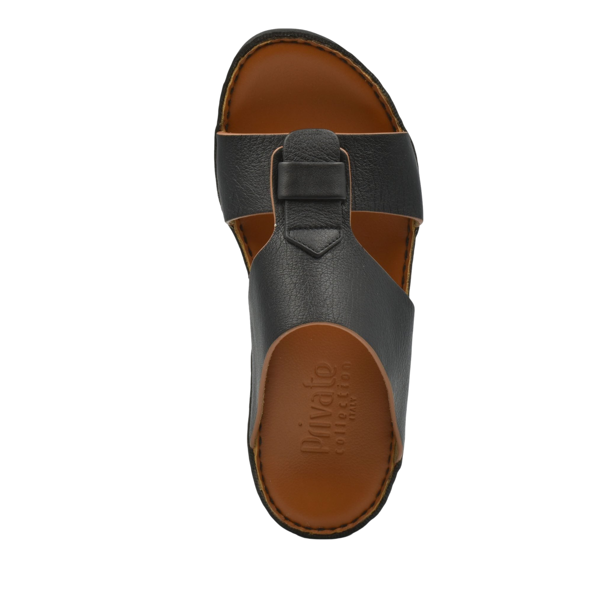 Black granulato leather footwear sandal with brown insole from Private Collection