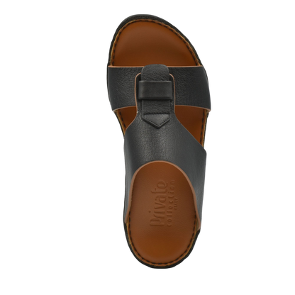 Black granulato leather footwear sandal with brown insole from Private Collection