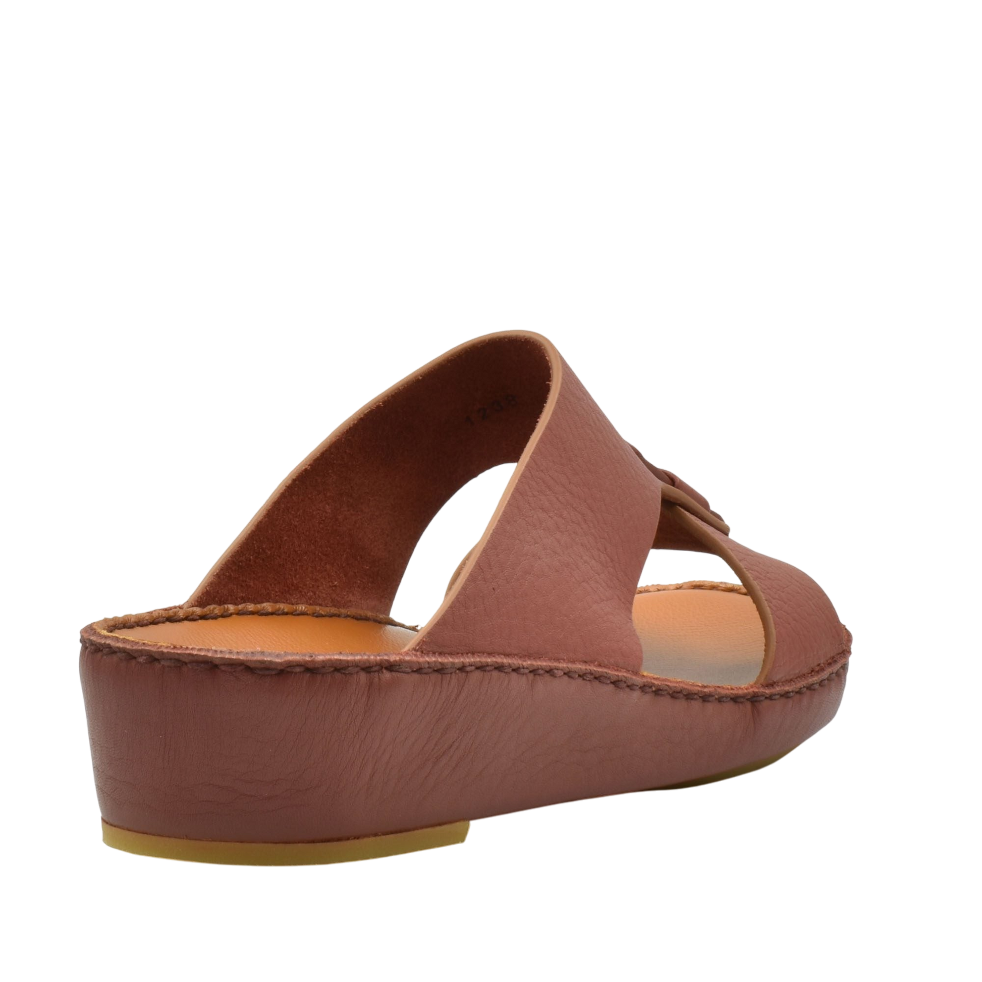 Brown granulato leather footwear slide sandal with open design and cushioned sole from Private collection