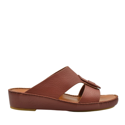 Brown granulato leather footwear slide sandal with cushioned sole from Private Collection
