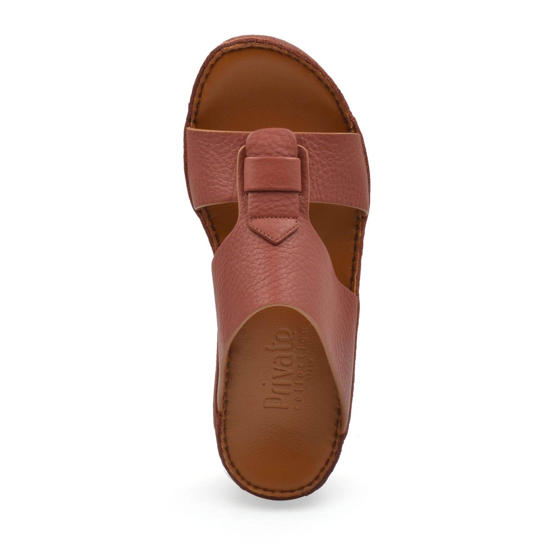 Brown granulato leather footwear slip-on sandal with cushioned sole from Private Collection