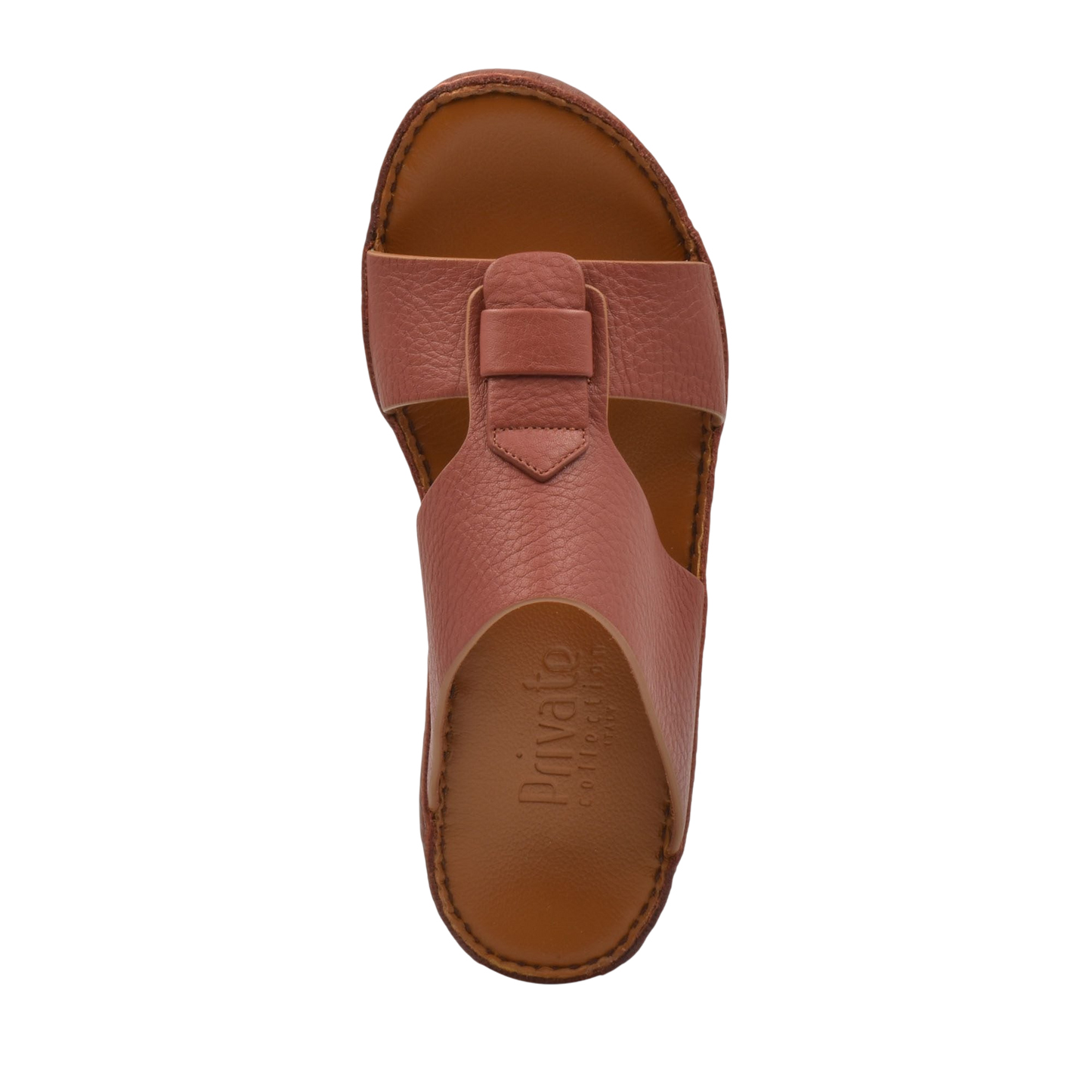 Brown granulato leather footwear slip-on sandal with cushioned sole from Private Collection